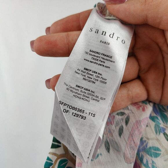 NWOT ♡ Sandro Paris ♡ Iram Linen and Shantung Silk Blend Cropped Blouse - Picture 6 of 7